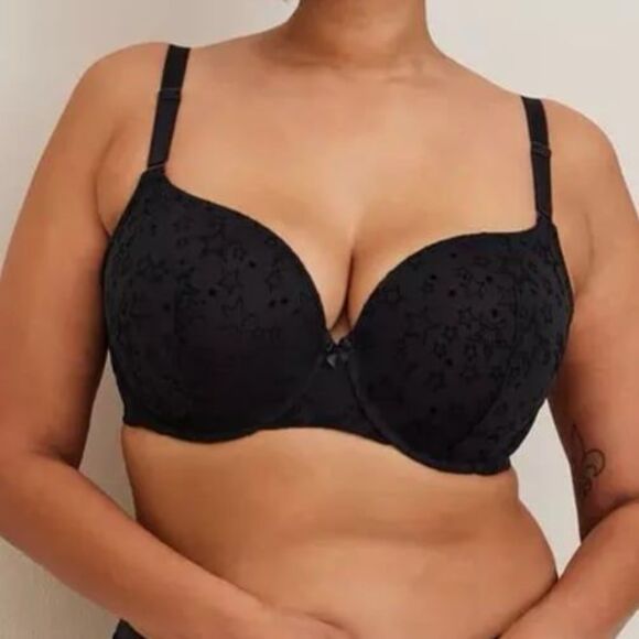 Torrid Curve 360 Back Smoothing Push Up T-Shirt Bra Plus Size 42DDD Black Stars - Picture 1 of 12
